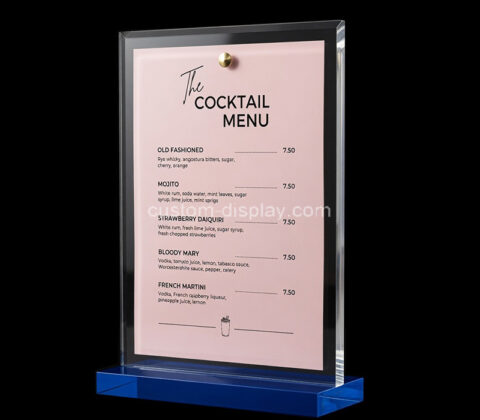 Custom acrylic table cocktail menu stand