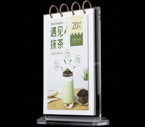 Custom acrylic flip-style menu sign stand holder