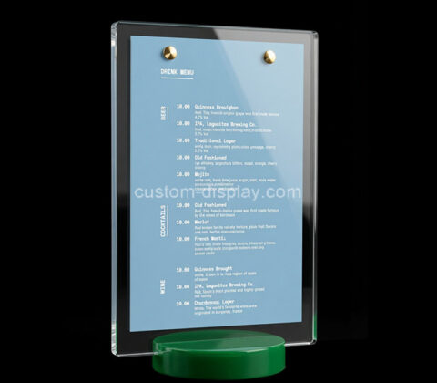 Custom acrylic table drink tents for restaurants