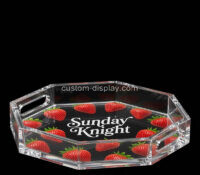 Custom octagon acrylic serving tray with handles CST-335 Custom octagon acrylic serving tray with handles