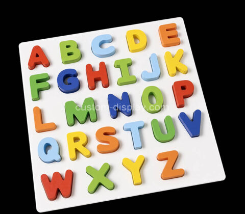 Custom acrylic colorful ABC blocks with matching tray