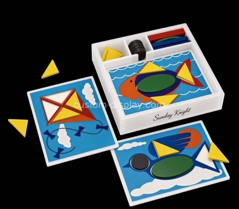 Custom acrylic beginner pattern block puzzles set box