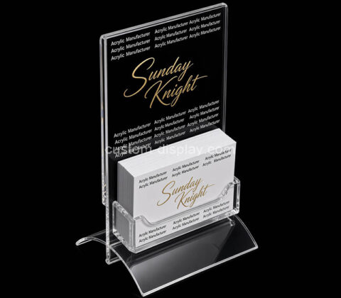 Custom acrylic display sign holder with business card holder