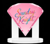 Custom diamond shaped acrylic trophy with holder CSBL-392 Custom diamond shaped acrylic trophy with holder