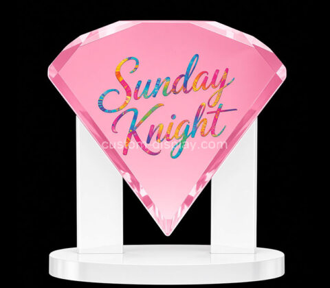 diamond shaped acrylic trophy with holder