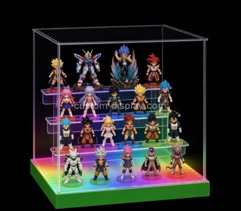 Custom acrylic 4 tiers figures illuminated display box