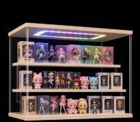 Custom acrylic 3 tiers LED doll display cabinet CSC-261 Custom acrylic 3 tiers LED doll display cabinet