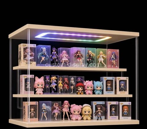 Custom acrylic 3 tiers LED doll display cabinet