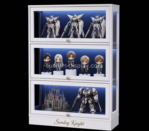 Custom acrylic collectible 3 tiers LED display cabinet