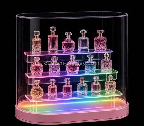 Custom acrylic 3 tiers perfume illuminated showcase