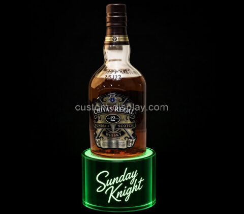 Custom acrylic wine bottle LED display stand riser