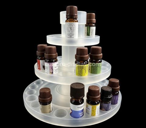 Custom acrylic rotating 3 tiers essential oil display rack