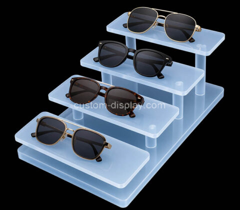 Custom acrylic 4 tiers sunglasses step shelf display riser