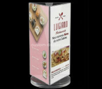 Custom acrylic table top 3 sided rotating menu sign holder CSS-397 Custom acrylic table top 3 sided rotating menu sign holder