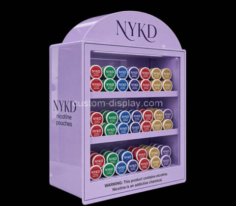 Custom acrylic NYKD nicotine pouches display cabinet