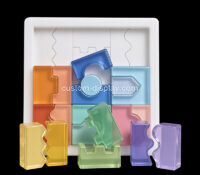 Custom acrylic kids puzzle blocks with holder tray CSBL-396 Custom acrylic kids puzzle blocks with holder tray