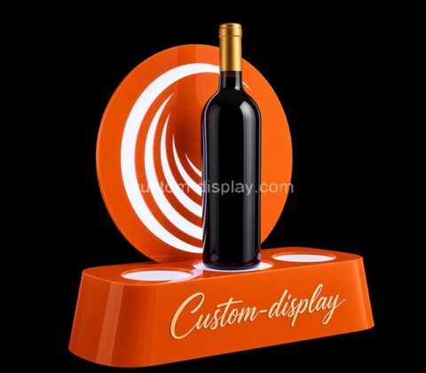 Custom acrylic wine bottle illuminated display riser stand