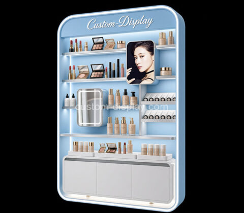 Custom acrylic cosmetics LED display stand shelf