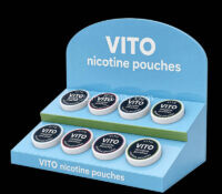 Custom acrylic retail VITO nicotine pouches display rack CSO-2163 Custom acrylic retail VITO nicotine pouches display rack