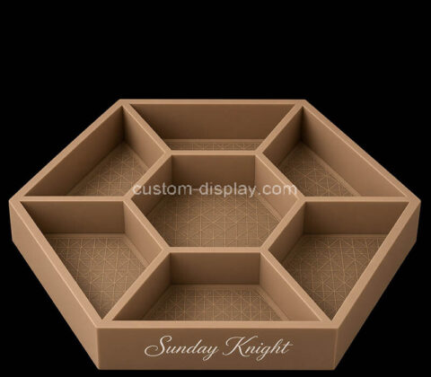 Custom hexagon sectional acrylic organizer tray