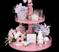 Custom round acrylic 2 tiers decor tray CST-345 Custom round acrylic 2 tiers decor tray