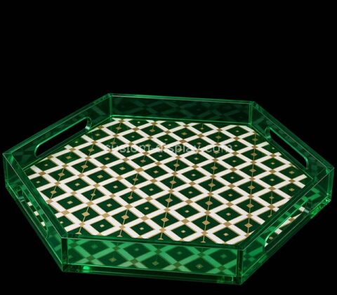 Custom hexagon acrylic pattern printing serving tray
