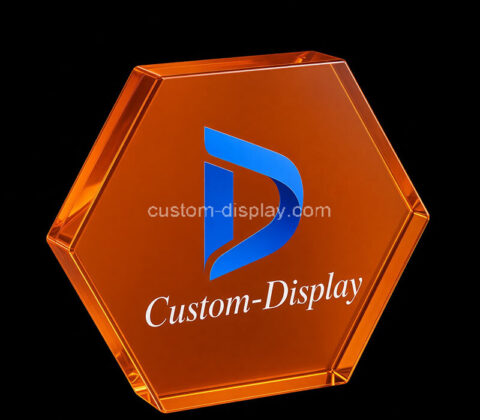 Custom hexagon acrylic corporate decor block sign